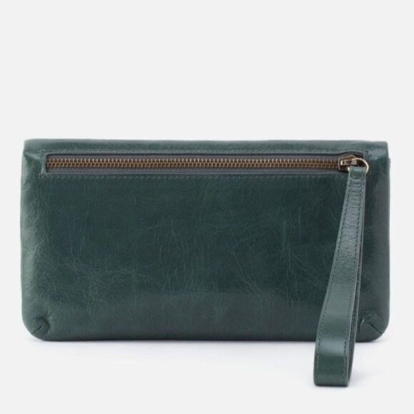 HOBO LAUREN CLUTCH LEATHER WRISTLET WALLET Sage Henna Luxury Leather, NWT - Picture 4 of 15